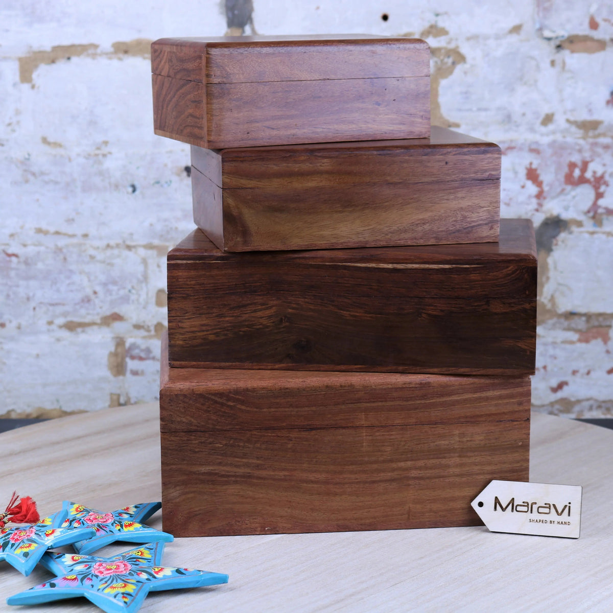Khalka Wooden Storage Boxes